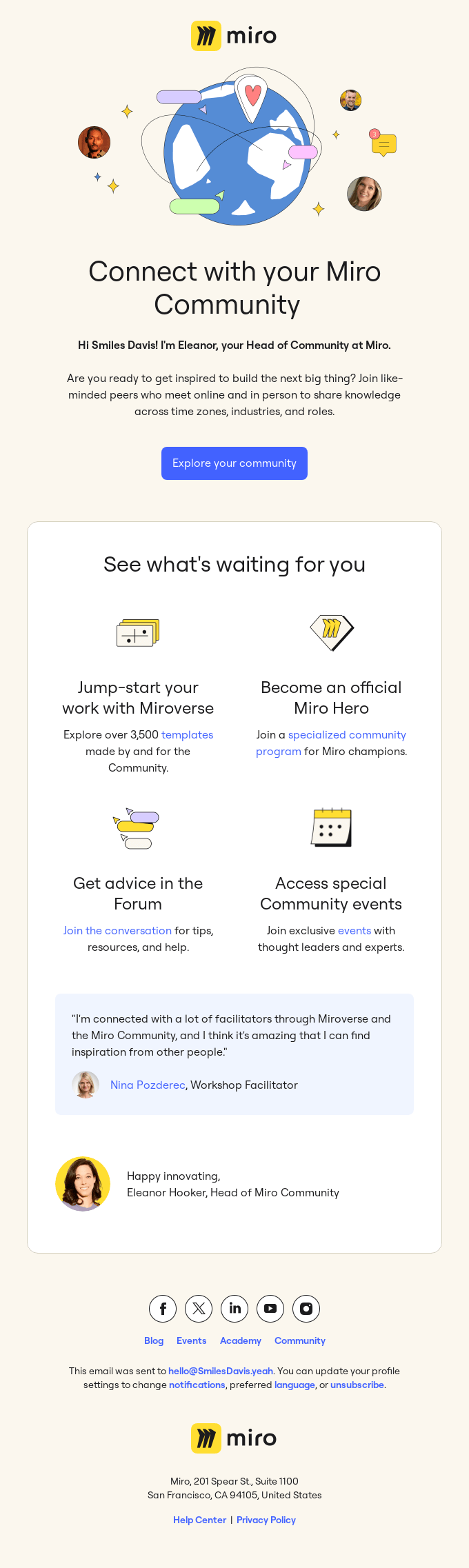 Hey Smiles Davis! You’re Invited to the Miro Community 👋